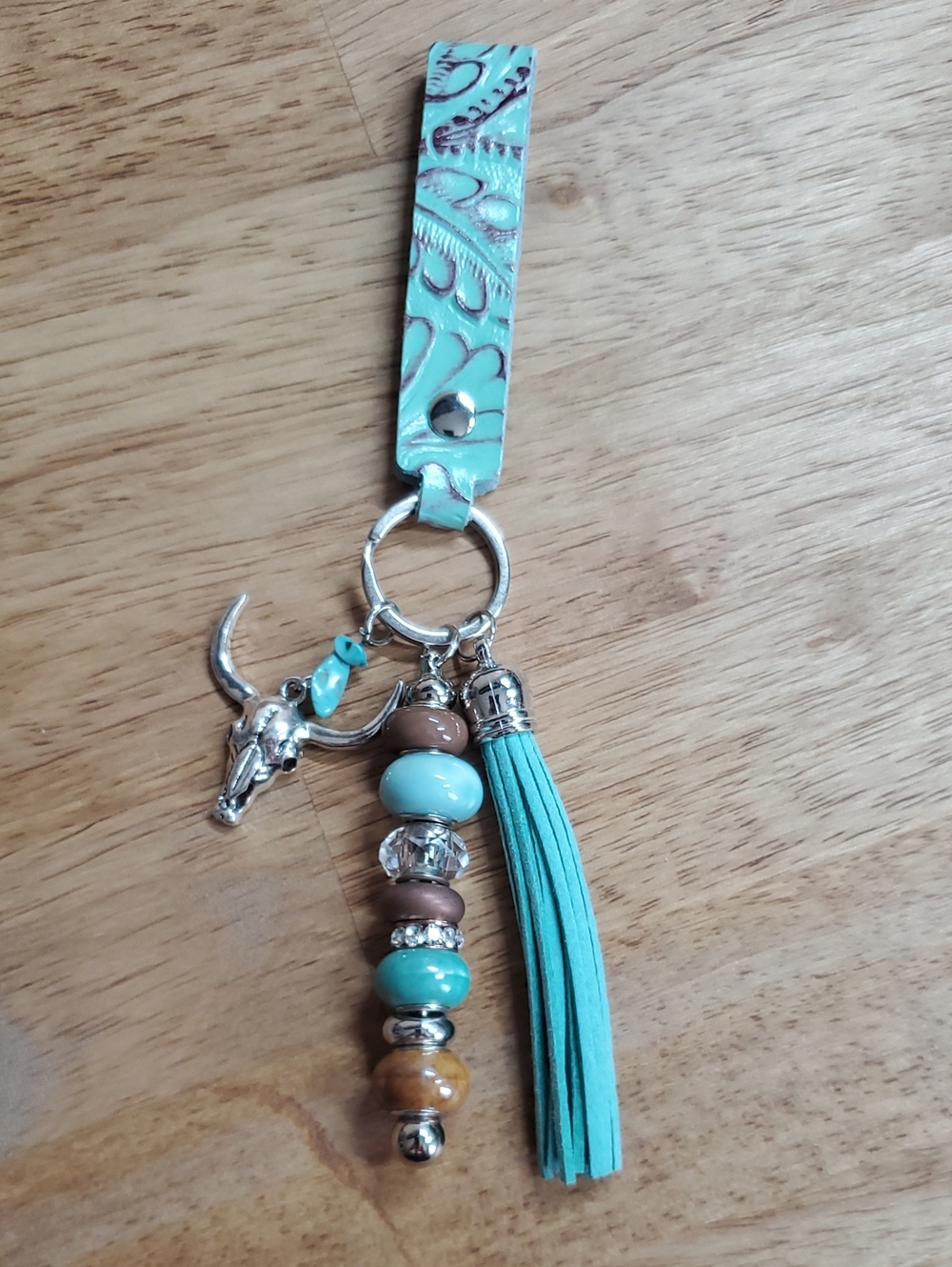 Green Tassel Beaded Keychain